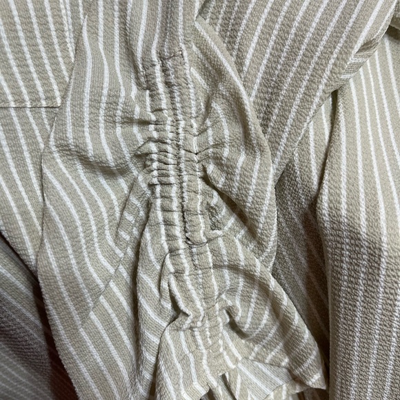 New Directions 1X button front tunic, three-quarter sleeves, cream and white - Picture 6 of 6